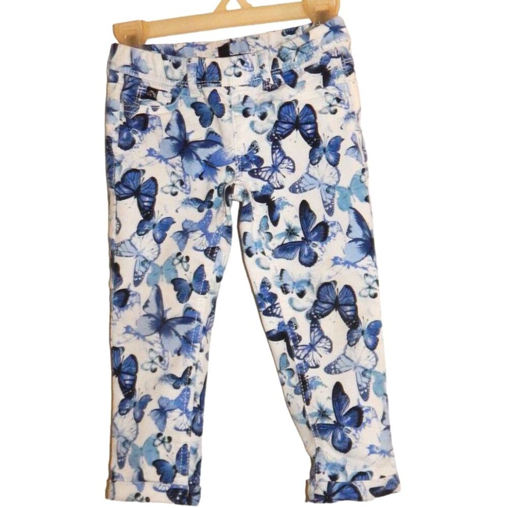 JORDACHE girls x-small 4-5 white blue butterfly print vintage crop jegging pants